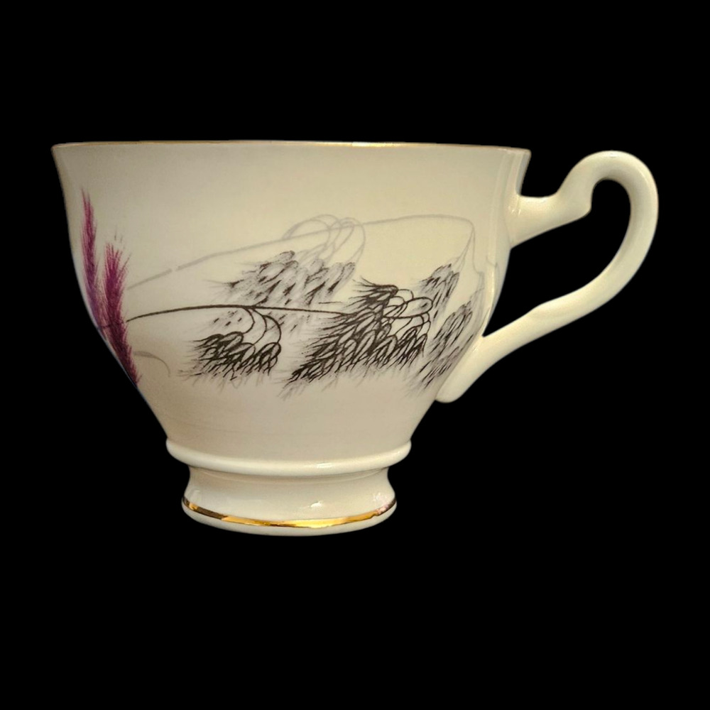 Royal Bone China Teacup Pink Wheat Gold Trim England Vintage